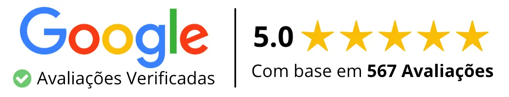Avaliações Google - 5.0 estrelas com base em 567 avaliações verificadas